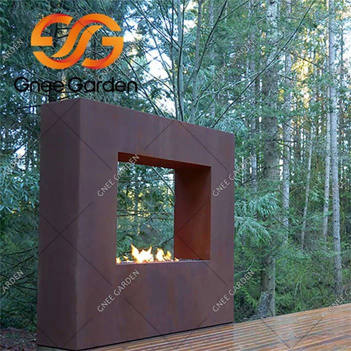 Corten Steel custom outdoor fireplace(1)