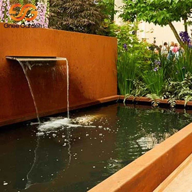 corten sphere water feature