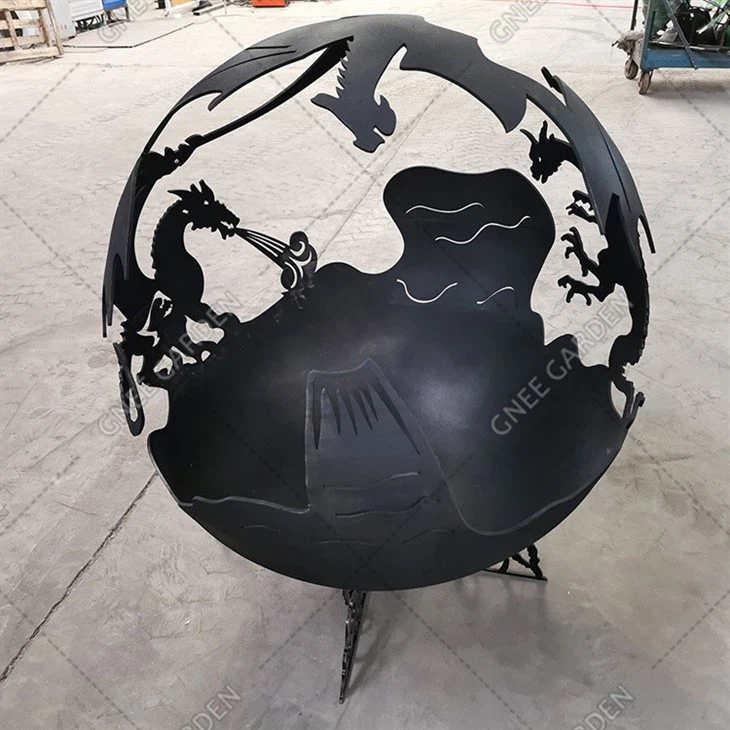 Functional And Sculptural OEM Design Iron Fire Sphere