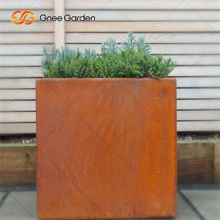 Industrial Corten Steel Rusty Outdoor Flowerpot