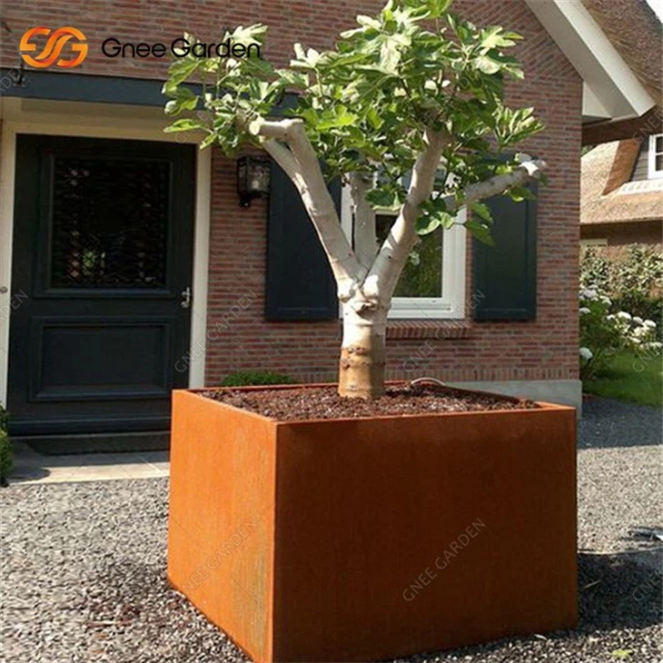 Industrial Corten Steel Rusty Outdoor Flowerpot