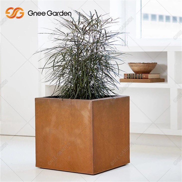 Industrial Corten Steel Rusty Outdoor Flowerpot