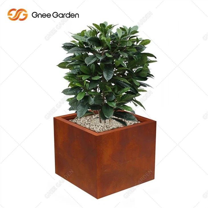 Outdoor Corten Steel Rusty Flowerpot Garden