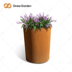 Jardiniera conică din oțel corten din metal ruginit cu grosimea de 2 mm