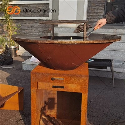 Top Vânzări cu ridicata în aer liber din metal Corten Foacar Grătar Grătar